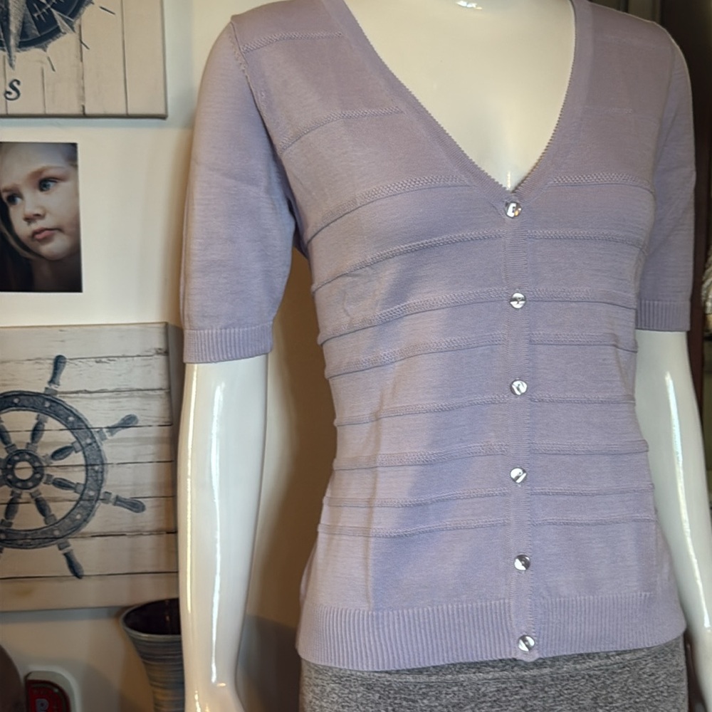 NWT northern reflections size small cotton Lavender Button-Up Cardigan